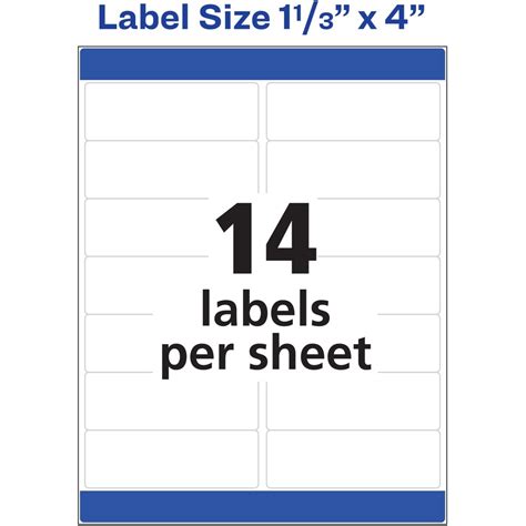 avery labels 1 1/3 x 4